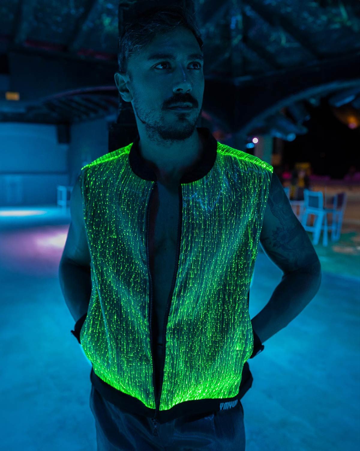 Fiber Optic LED Light Up Vest For Men | YMYW Collection Black