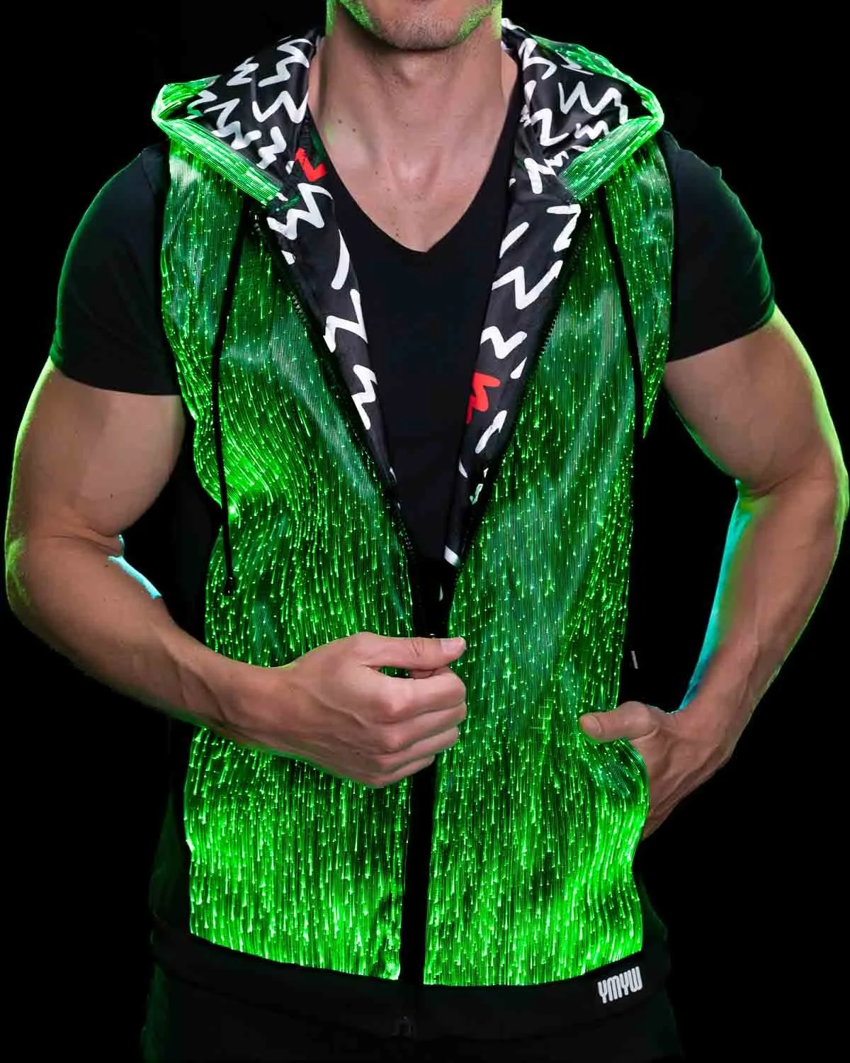 LED Light Up Hoodie For Men | YMYW Collection Black