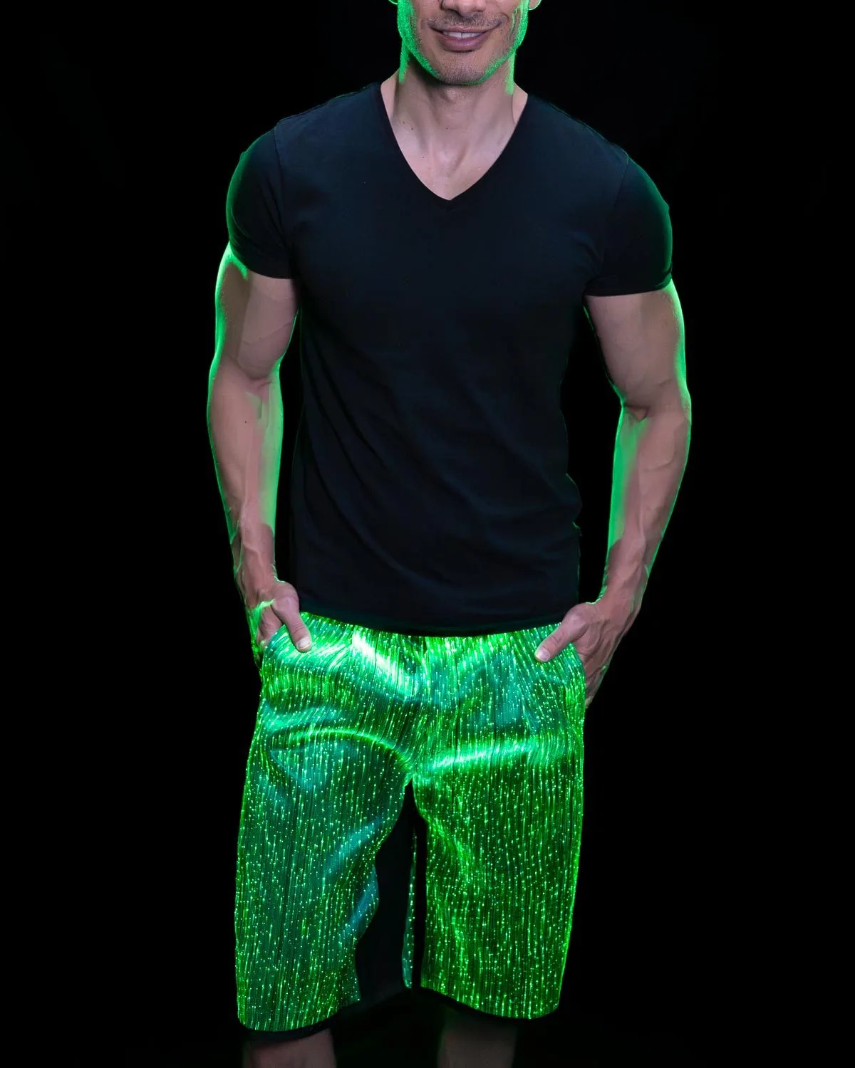LED Light Up Fiber Optic Shorts for men