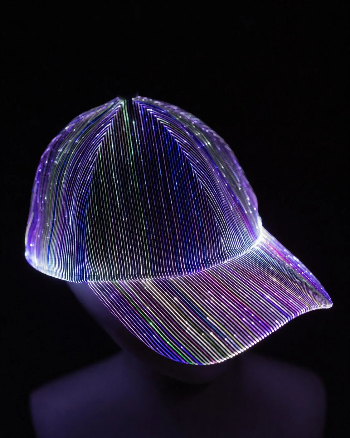 Color changing LED hat in a multicolor light mode