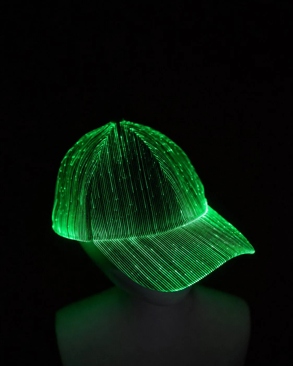 Light up cap glowing green