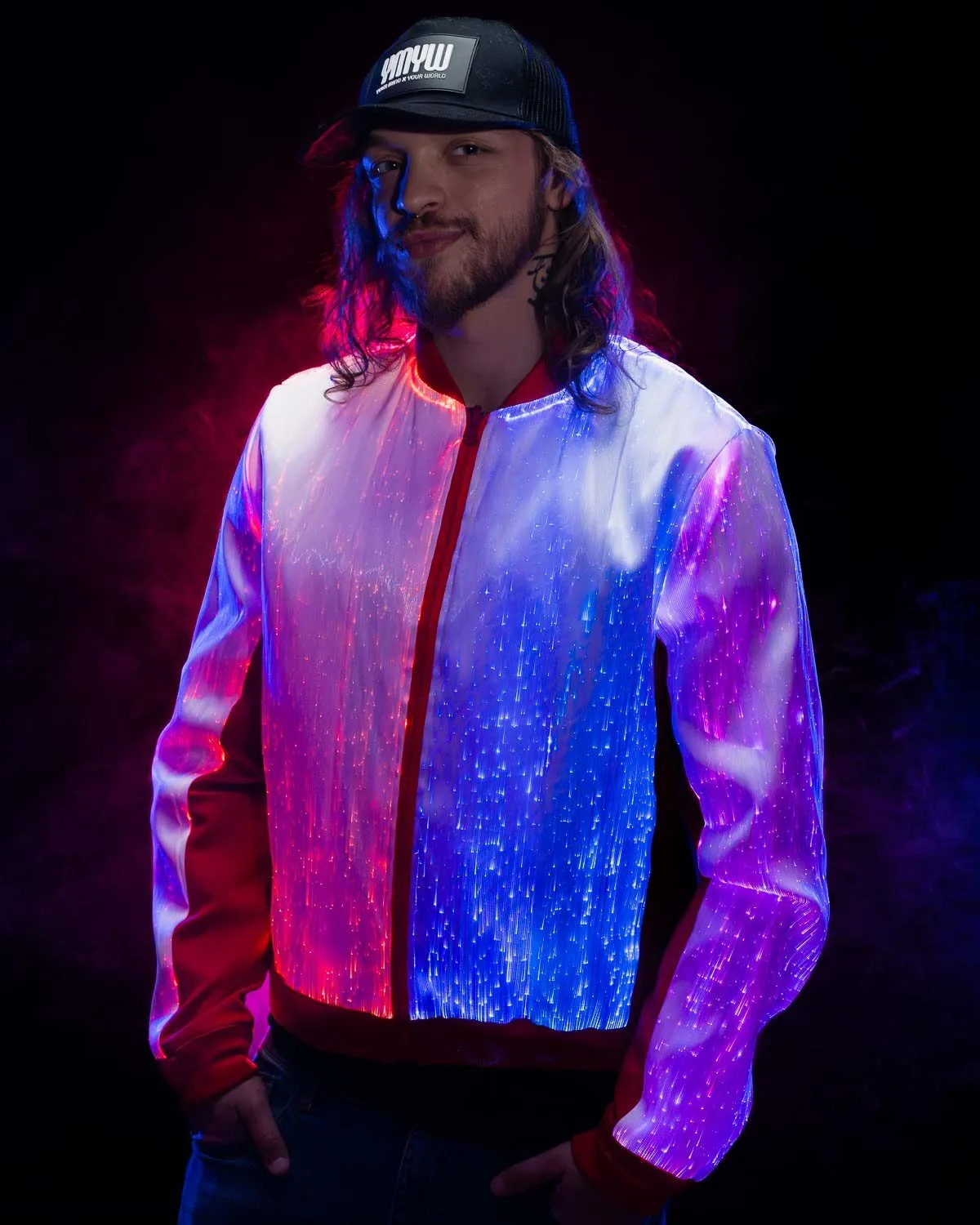 Light Up Rave Clothes for men Light Up Bomber Jacket | YMYW Brand