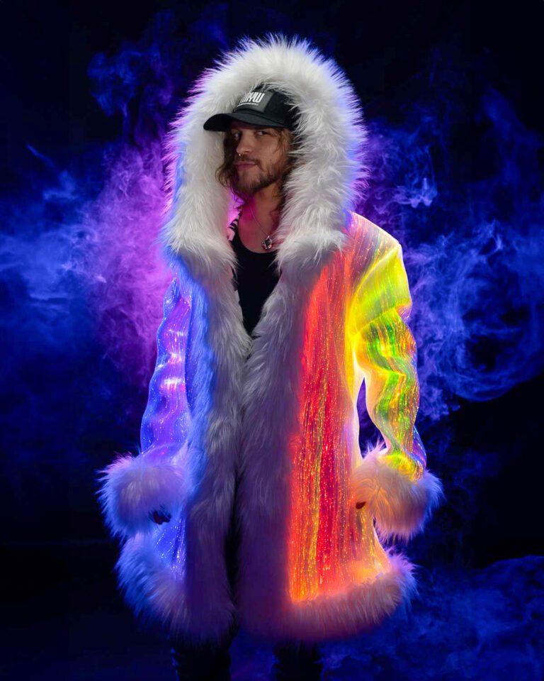 Winter Rave Outfits Fiber Optic Light Up Coat | YMYW brand