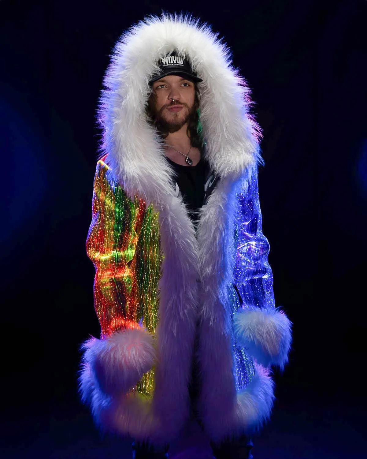Music Festival Outfits LED Light Up fur Coat | YMYW brand