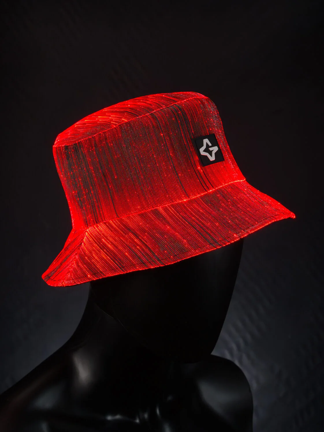Red light up rave bucket hat