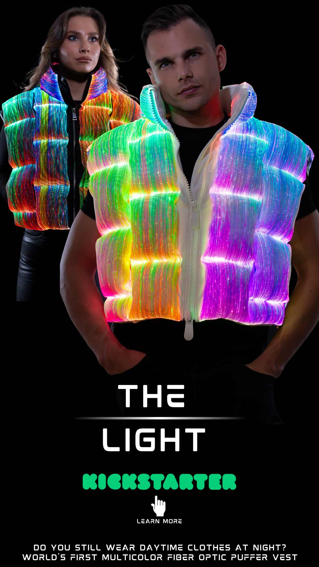 THE LIGHT - World's First Multicolor Fiber Optic Puffer Vest