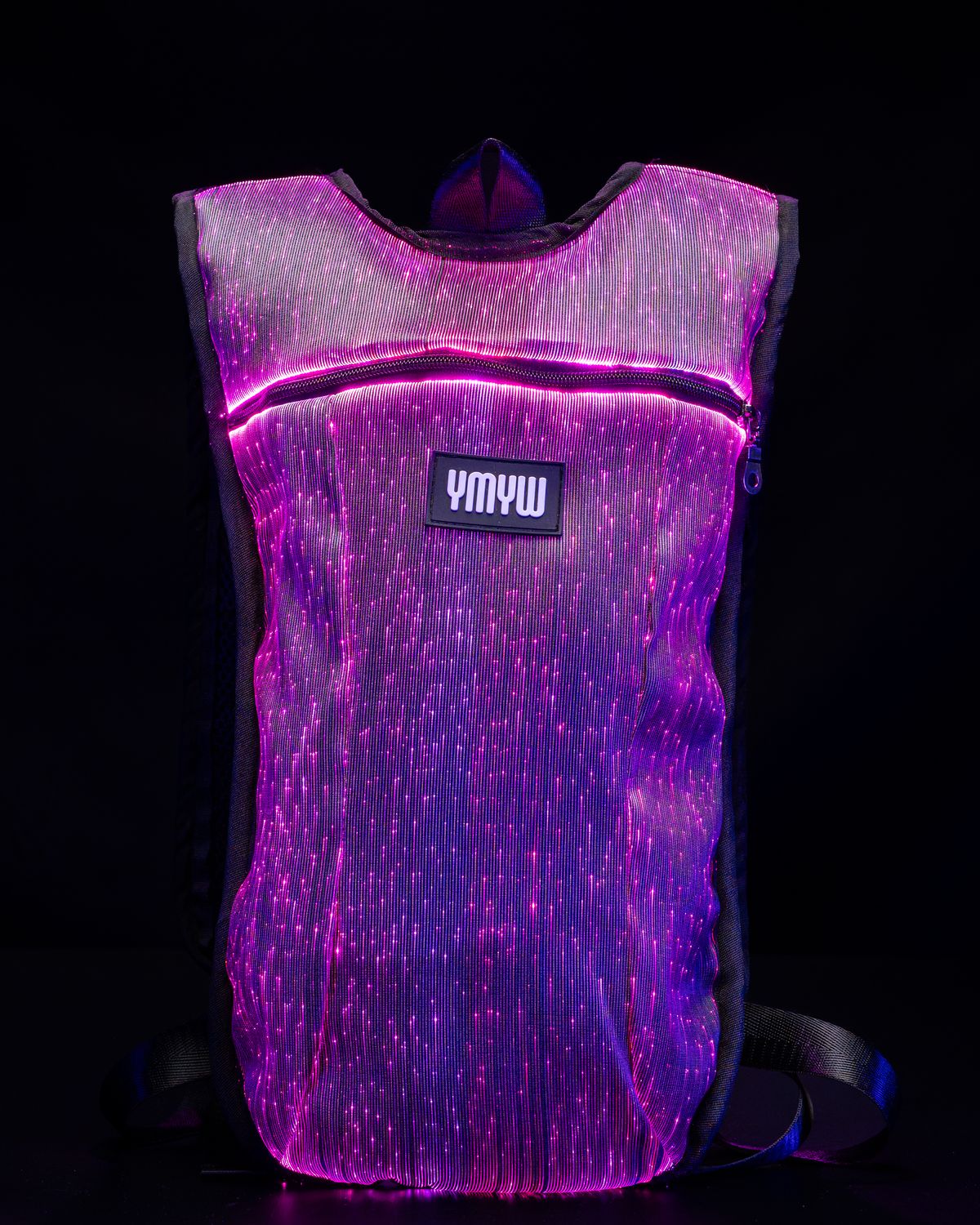 YMYW LED Hydropack — fiber-optic light-up hydration pack, app-controlled